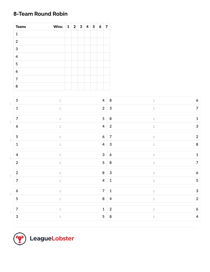 8 team round robin schedule